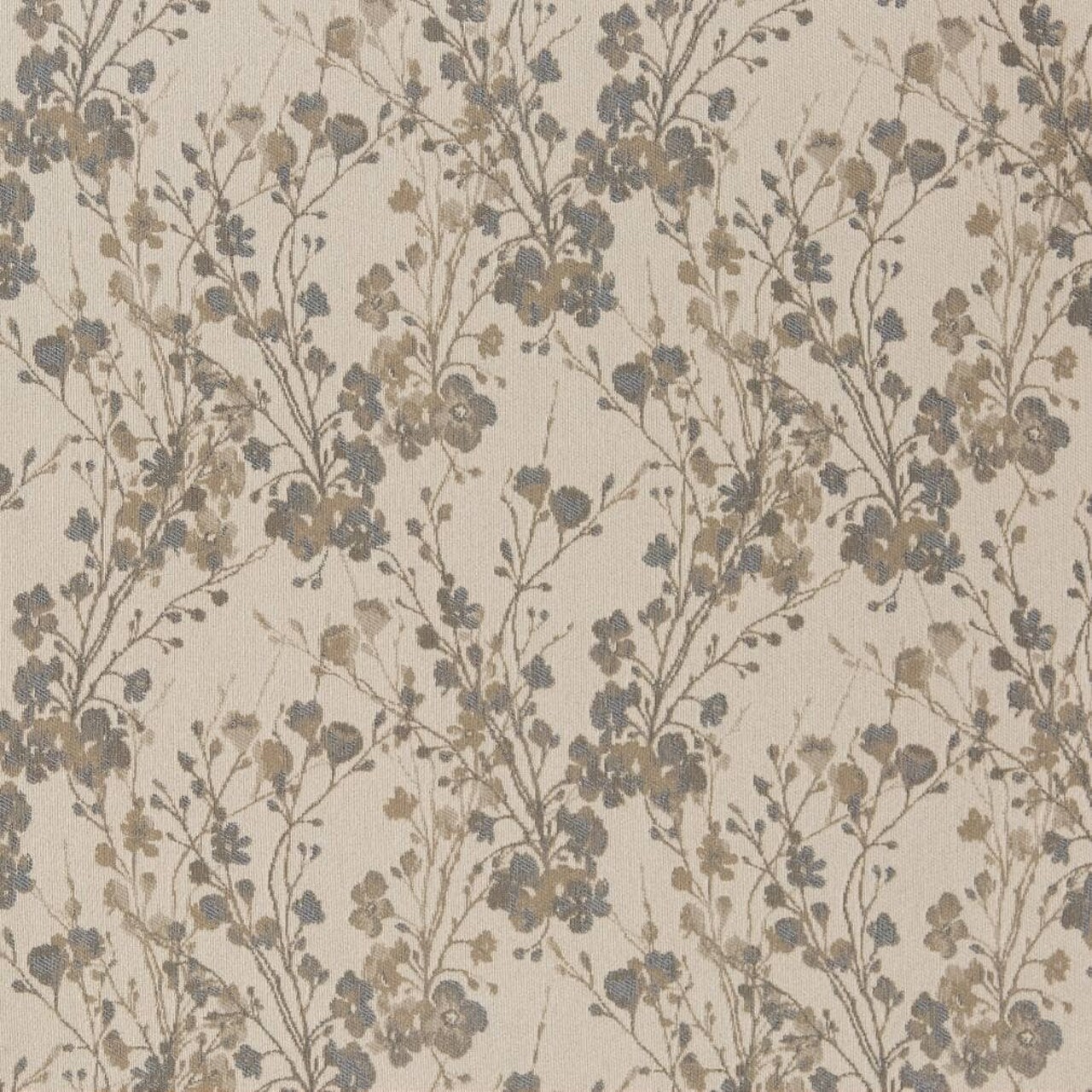Oxford - Beige & Taupe,Blue Floral Upholstery Fabric 54 Inches"